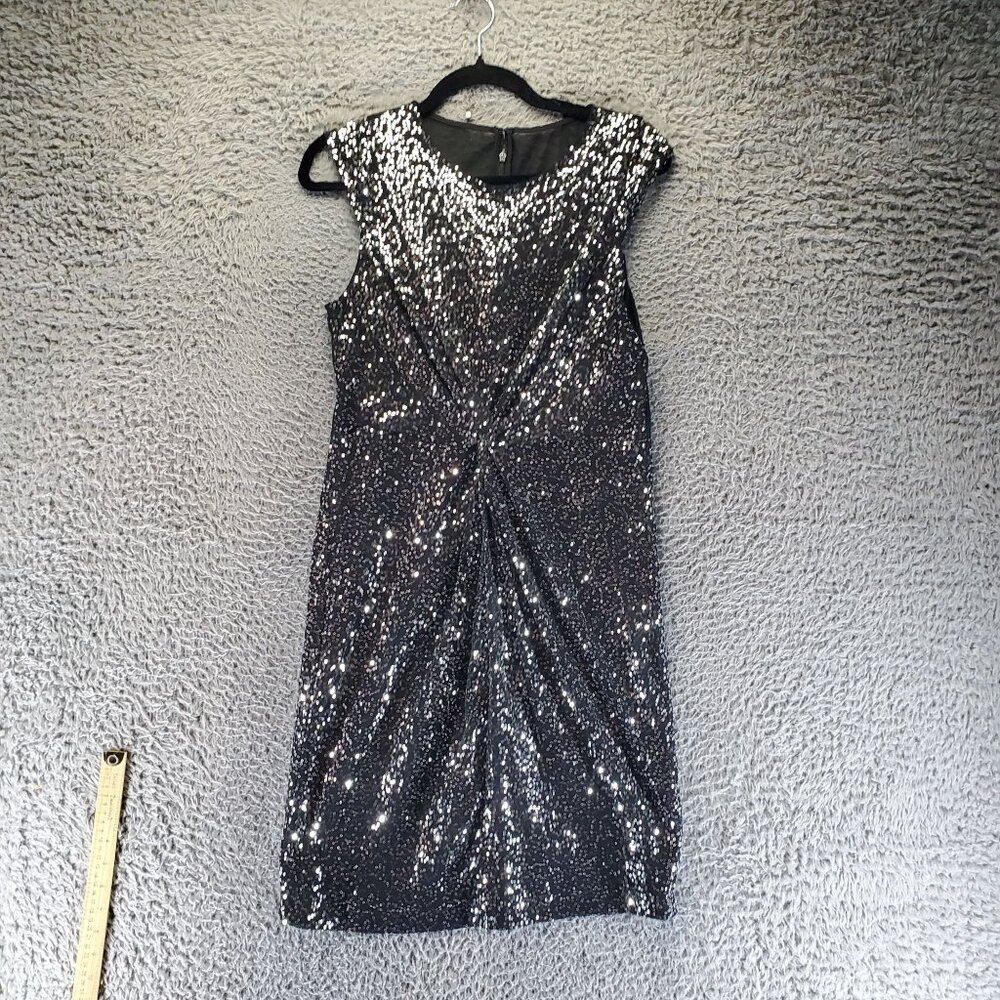 Vince Camuto Dress Womens 10 Black Sequin Sleeveless Elegant Formal Party Evenin
